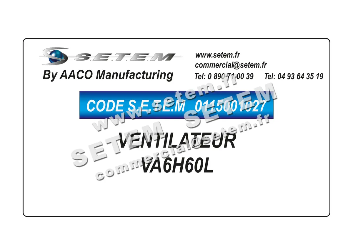 0115001027-VENTILATEUR AACO VA6H60L
