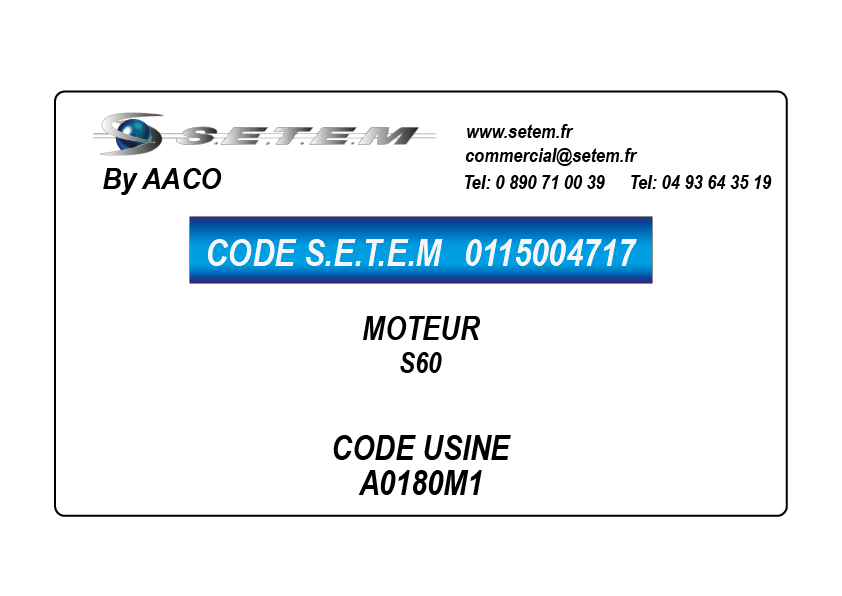 MOTEUR S60 *A0180M1* 5