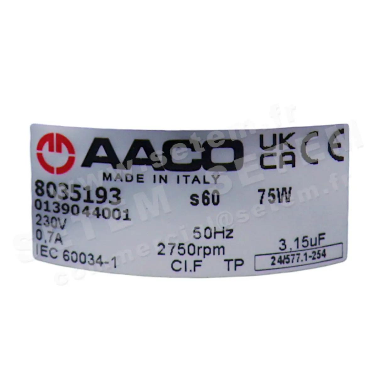 0115006236-MOTEUR AACO 8035193 S60 75W 230V 50Hz 2