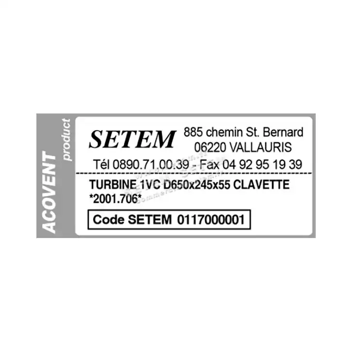 0117000001-TURBINE ACOVENT SUR VENTILATEUR * DH650 * 3