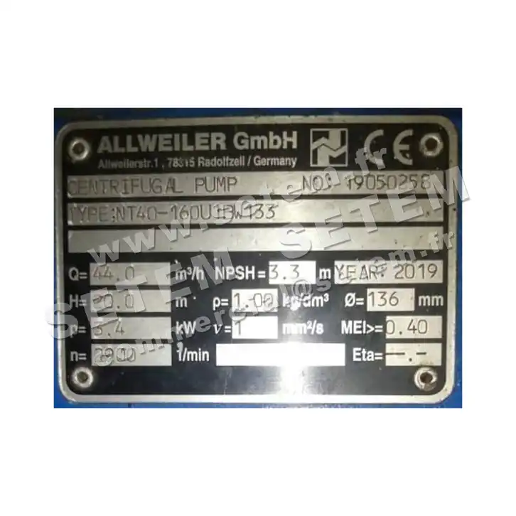 0135501000-POMPE ALLWEILER NT40-160U1BW133
