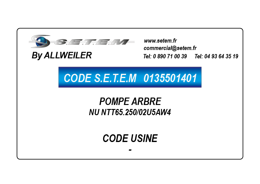 POMPE ARBRE NU NTT65.250/02U5AW4