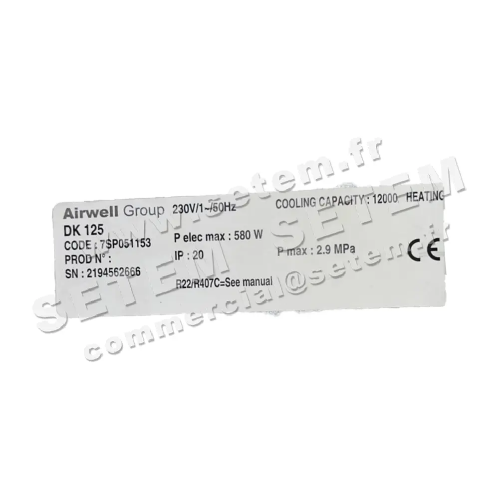 0143001955-CAISSON AIRWELL DK125 *7SP051153*