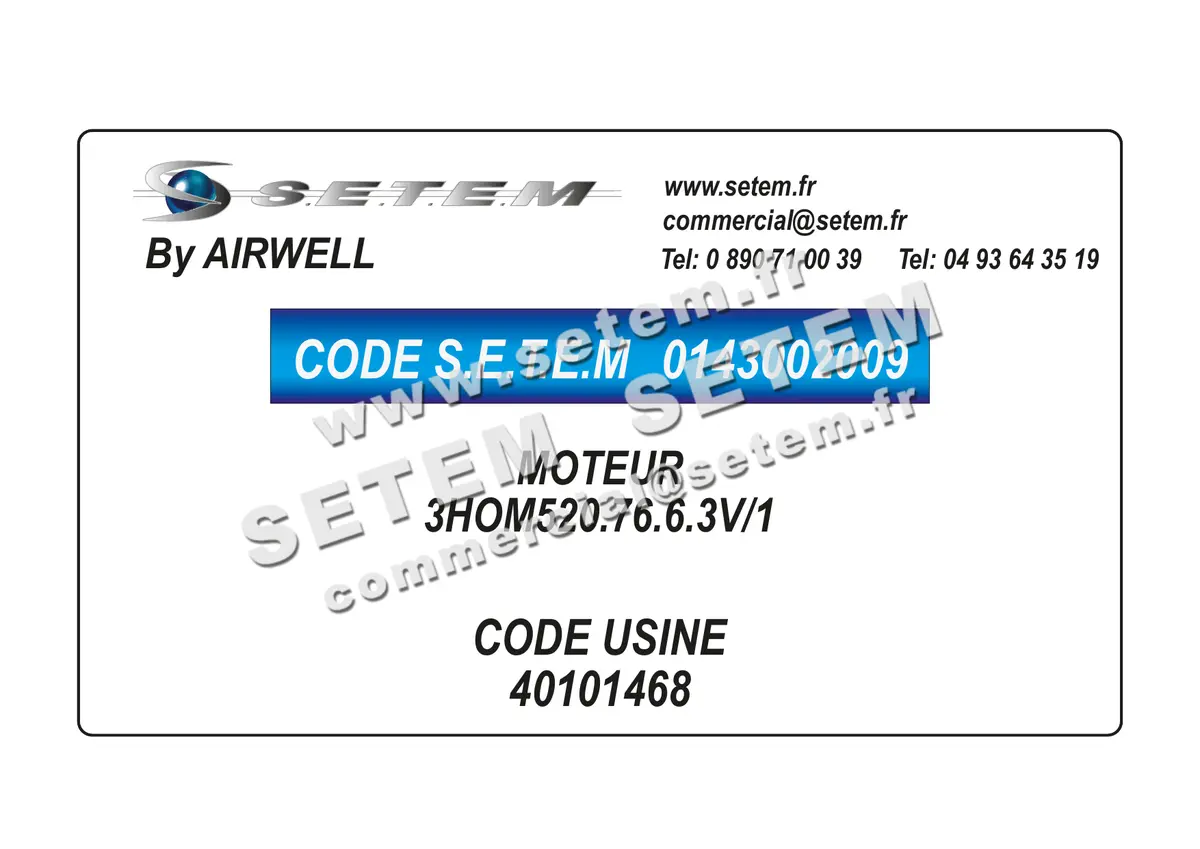 0143002009-MOTEUR AIRWELL 3HOM520.76.6.3V/1 *40101468*