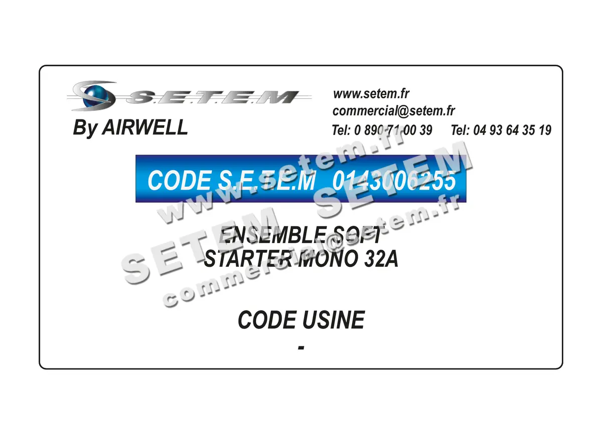 0143006255-ENSEMBLE SOFT STARTER MONO 32A AIRWELL