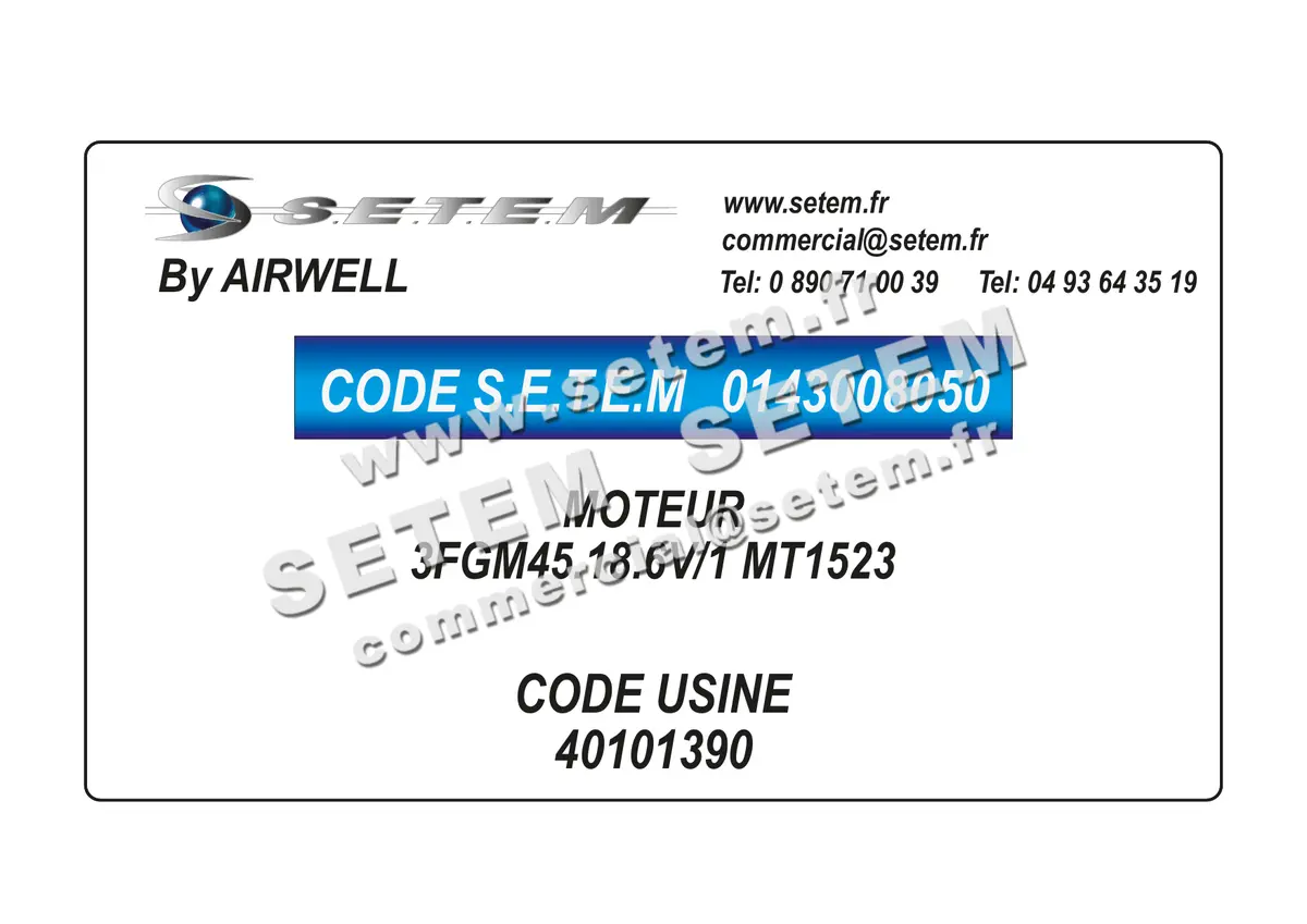 0143008050-MOTEUR AIRWELL 3FGM45.18.6V/1 "MT1523" *40101390*