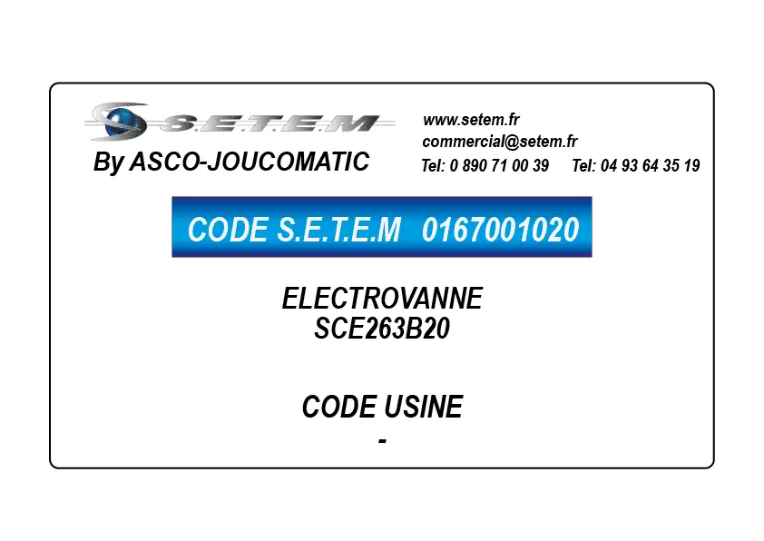 0167001020-ELECTROVANNE ASCOJOUCO SCE263B20