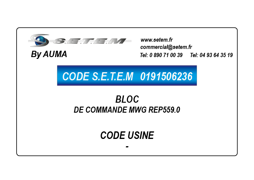 BLOC DE COMMANDE MWG REP559.0