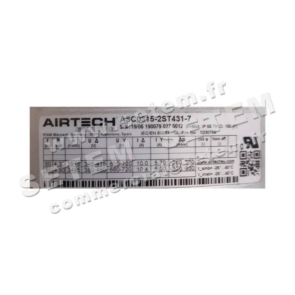 0201601000-COMPRESSEUR A CANAL LATERAL AIRTECH ASC0315-2ST431-7 3