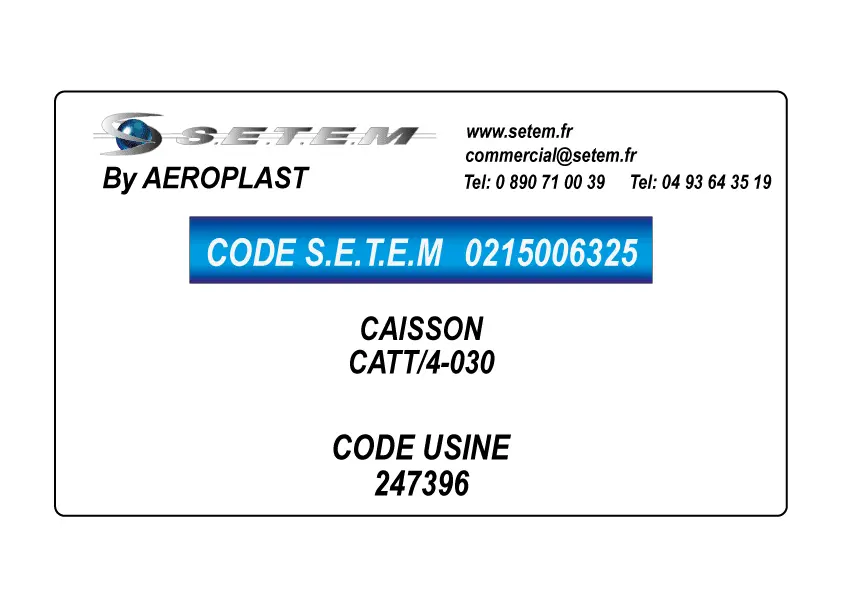 0215006325-CAISSON AEROPLAST CATT/4-030 *247396*