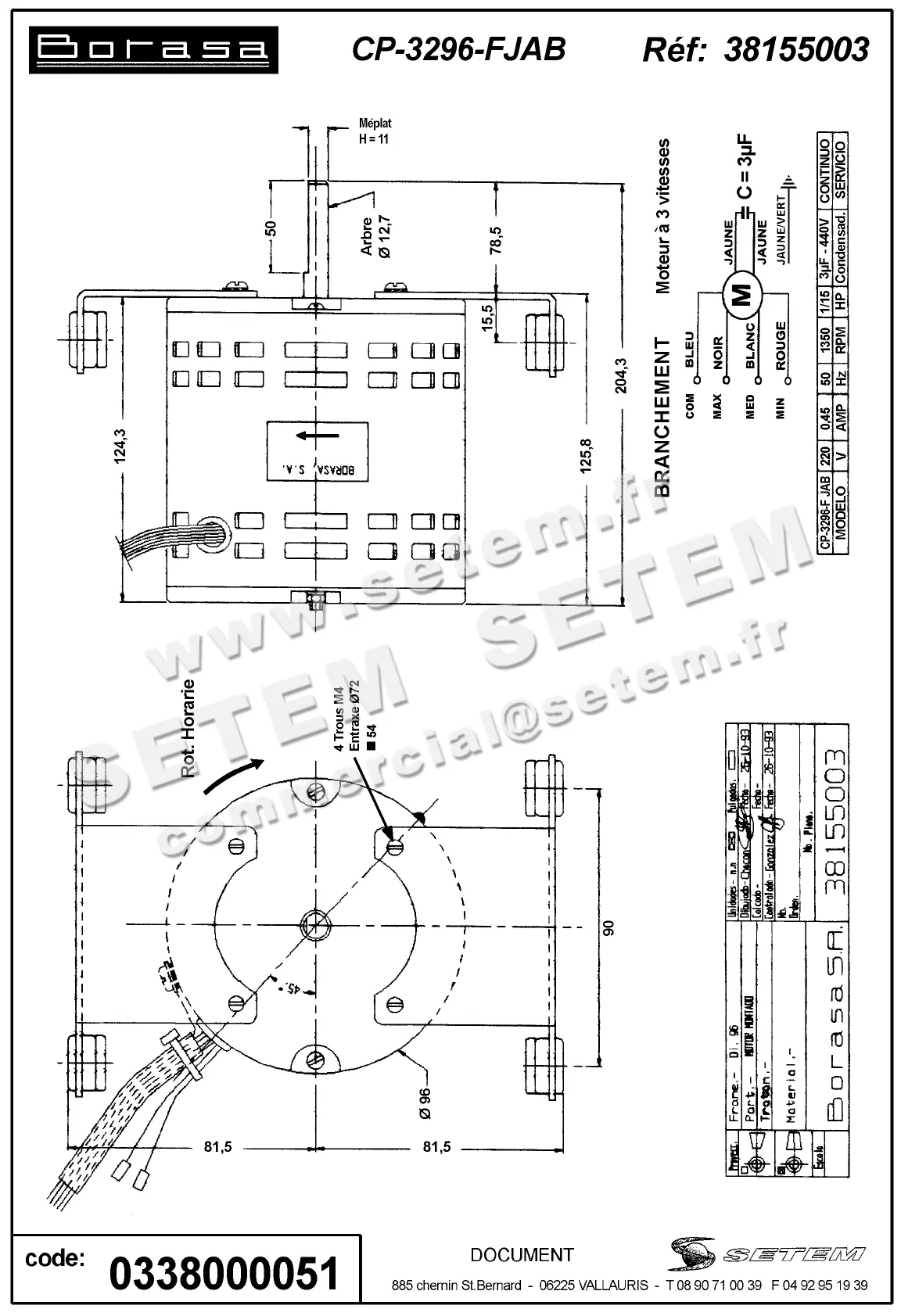 0338000051-MOTEUR B45 CP3296FJAB *38155003* 2