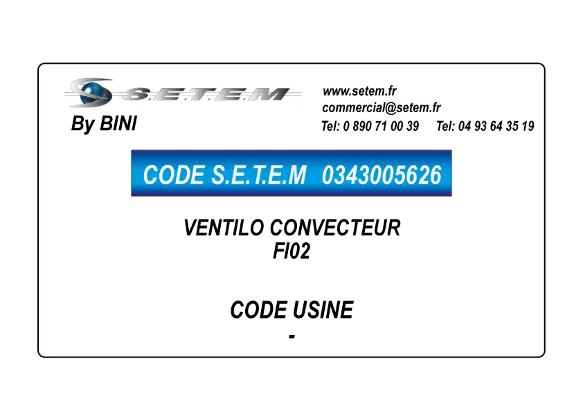 0343005626-GMV BINI SUR VENTILO-CONVECTEUR FI02