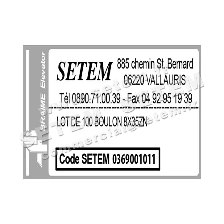 0369001011-LOT DE 100 BOULONS 8X35ZN 4B 2
