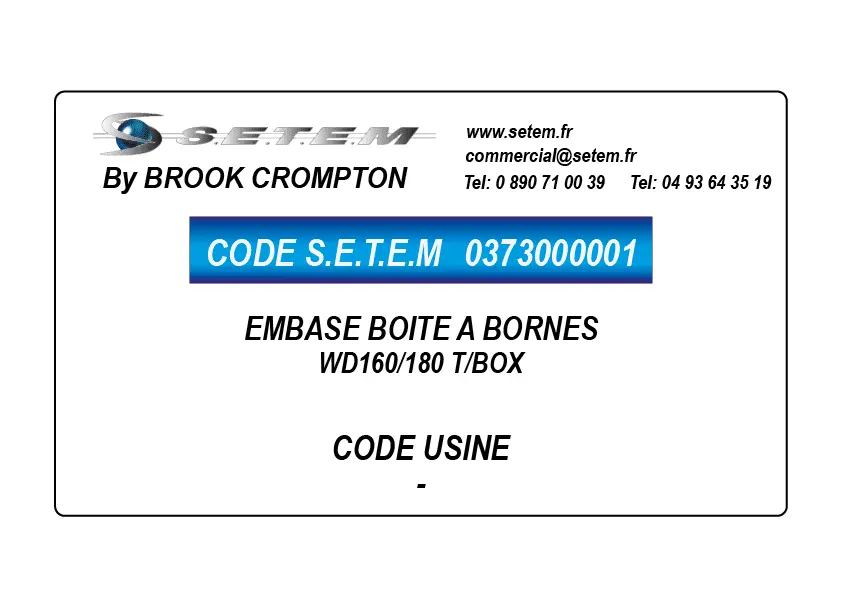 0373000001-EMBASE BOITE A BORNES WD160/180 T/BOX