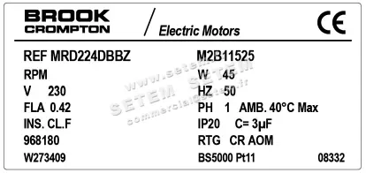 0373000051-MOTEUR BROOK MRD224DBBZ "968180" *M2B11525* 3