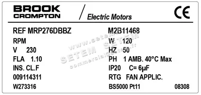0373009810-MOTEUR BROOK MRP276DBBZ "009114311" *M2B11468* 3
