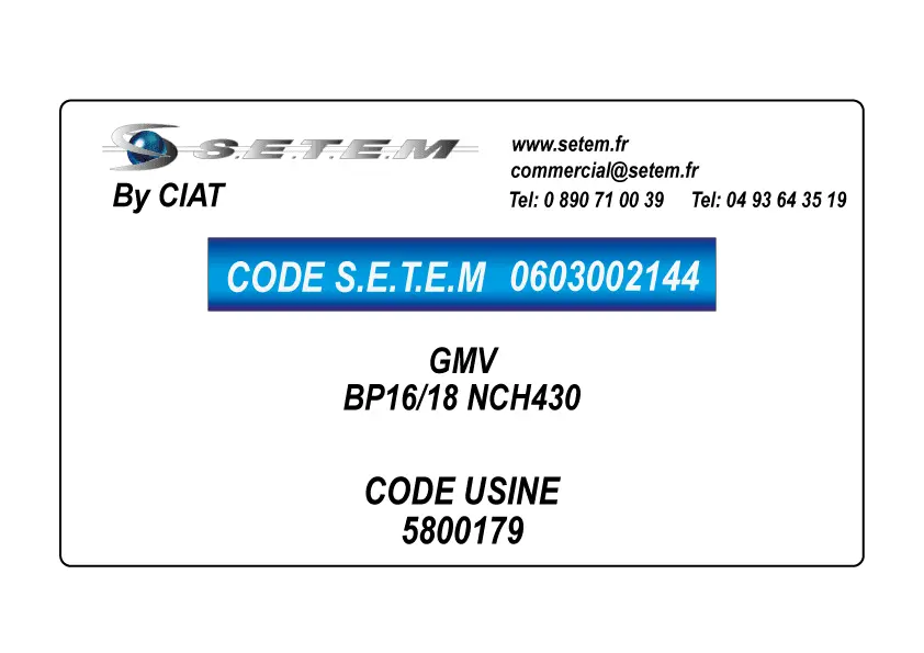 0603002144-GMV CIAT BP16/18 NCH430 *5800179*