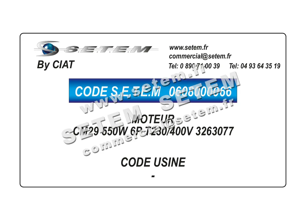 0608000066-MOTEUR CIAT CM29 550W 6P T230/400V "3263077"