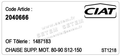 0608000108-CHAISE SUPPORT CIAT MOTEUR * HA80.90 S120.150 GV.S120/150* 3