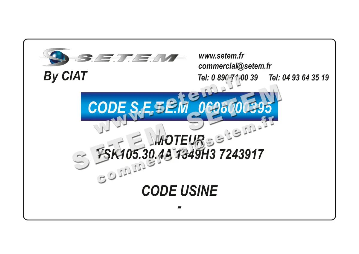 0608000395-MOTEUR CIAT YSK105.30.4A 1349H3 "7243917"