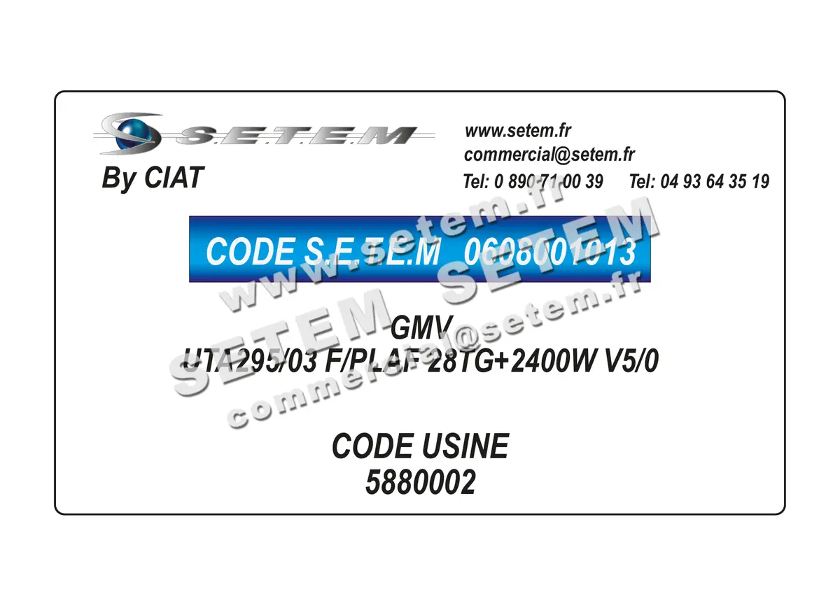 0608001013-GMV CIAT UTA295/03 F/PLAF 28TG+2400W V5/0 *5880002*