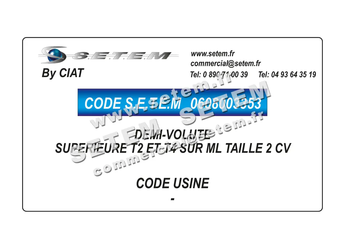 0608003353-DEMI-VOLUTE SUPERIEURE T2 ET T4 SUR ML TAILLE 2 CV CIAT