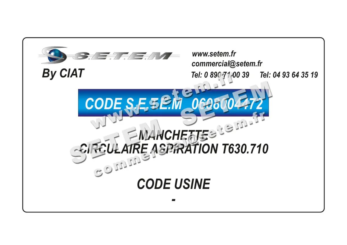 0608004472-MANCHETTE CIRCULAIRE D'ASPIRATION CIAT T630.710
