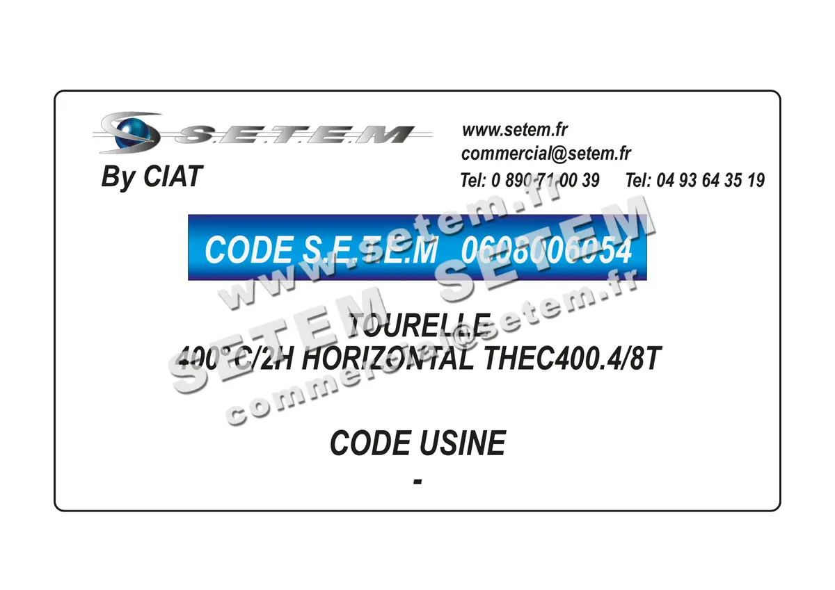 0608006054-TOURELLE CIAT 400°C/2H HORIZONTAL THEC400.4/8T
