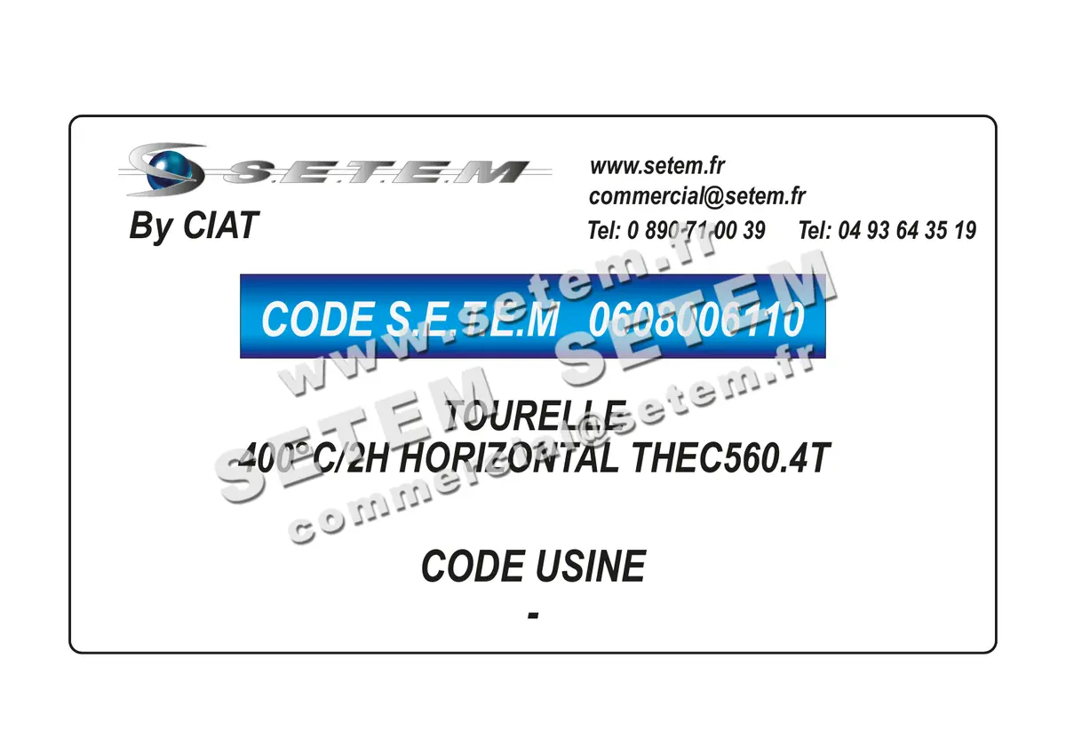 0608006110-TOURELLE CIAT 400°C/2H HORIZONTAL THEC560.4T