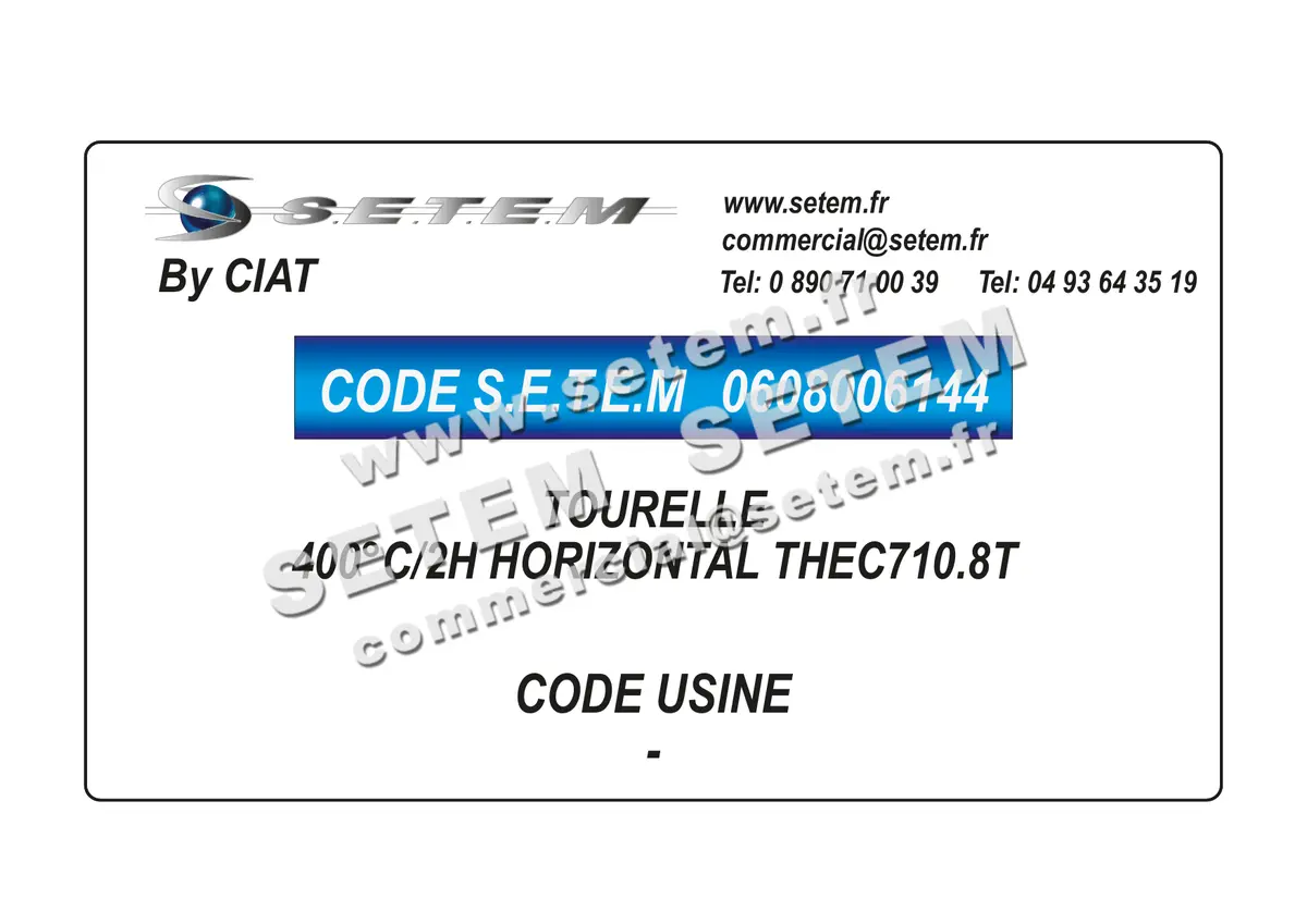 0608006144-TOURELLE CIAT 400°C/2H HORIZONTAL THEC710.8T
