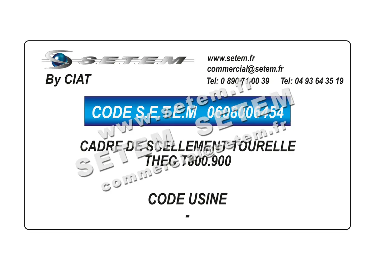 0608006454-CADRE DE SCELLEMENT TOURELLE CIAT THEC T800.900