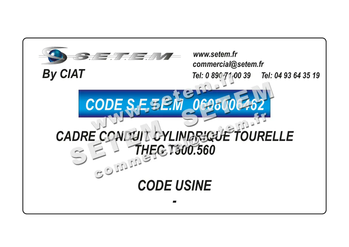 0608006462-CADRE CONDUIT CYLINDRIQUE TOURELLE CIAT THEC T500.560
