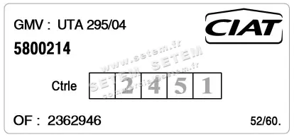 0608007925-GMV CIAT BP18/22 UTA295/04 2V K48415MO1055 *5800214* 3