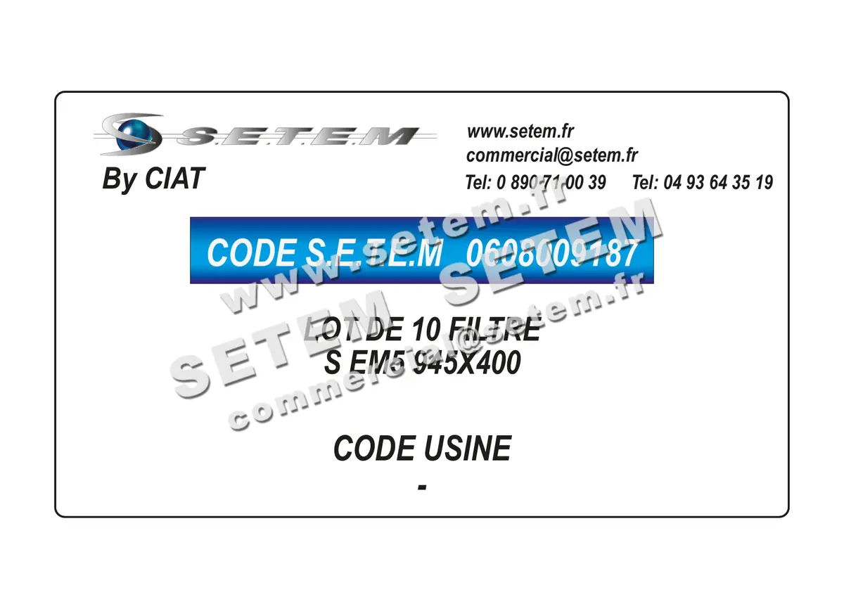 0608009187-LOT DE 10 FILTRE CIAT S EM5 945X400