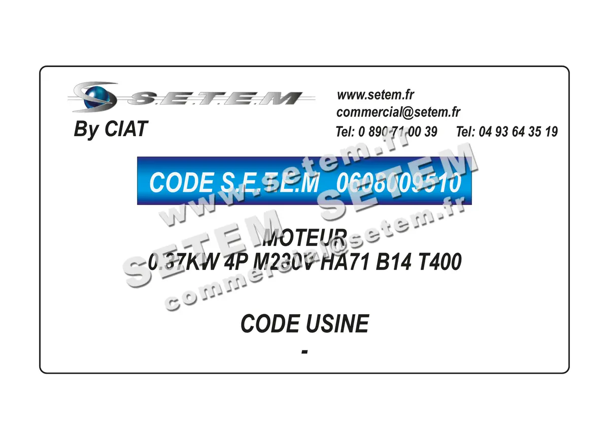 0608009510-MOTEUR CIAT 0.37KW 4P M230V HA71 B14 T400
