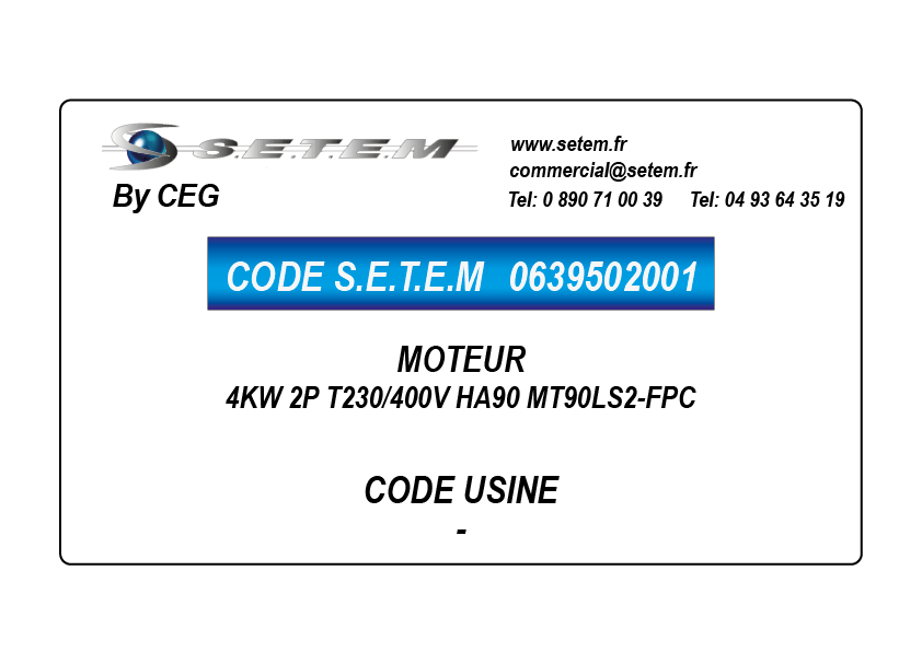 MOTEUR 4KW 2P T230/400V HA90 MT90LS2-FPC