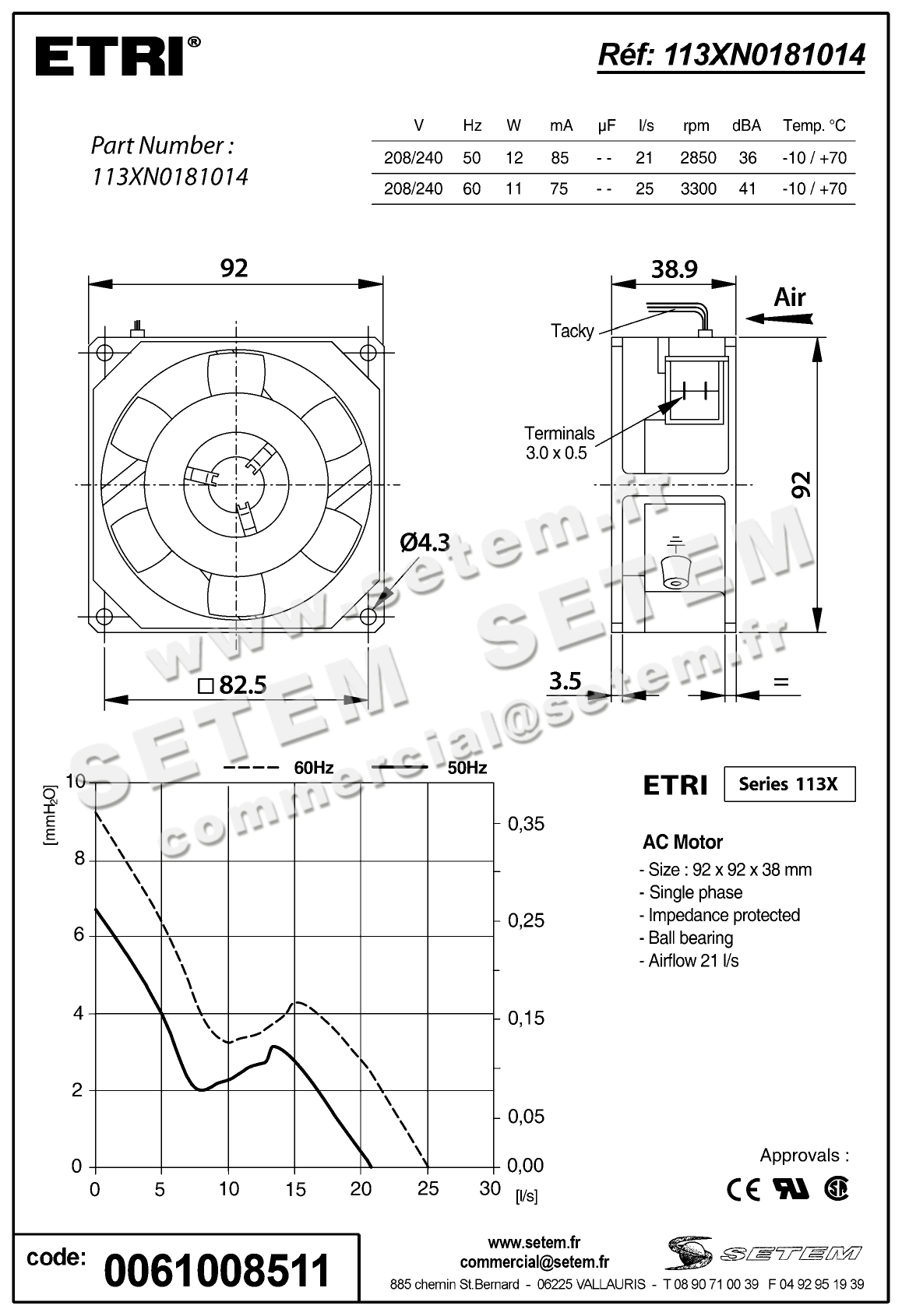 0694008511-VENTILATEUR ETRI 113XN0181014 2