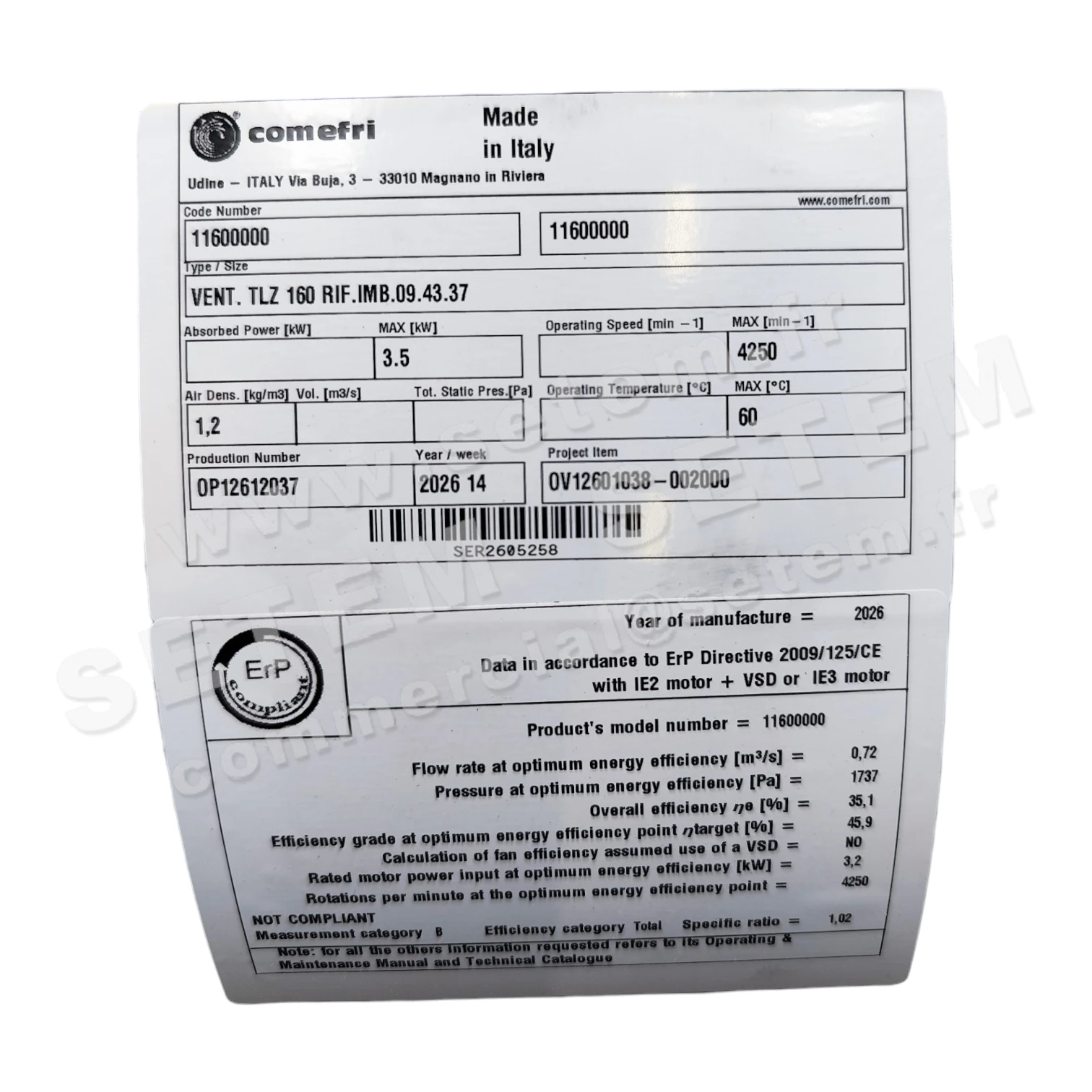 0695500149-VENTILATEUR COMEFRI TLZ160 *11600000* 2