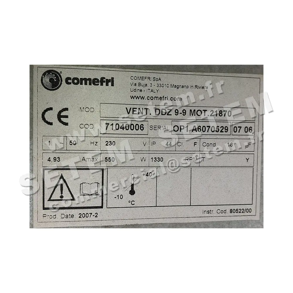 0695500565-VENTILATEUR COMEFRI DDZ9/9 550W 4P 1V M230V 21870 *71040006*