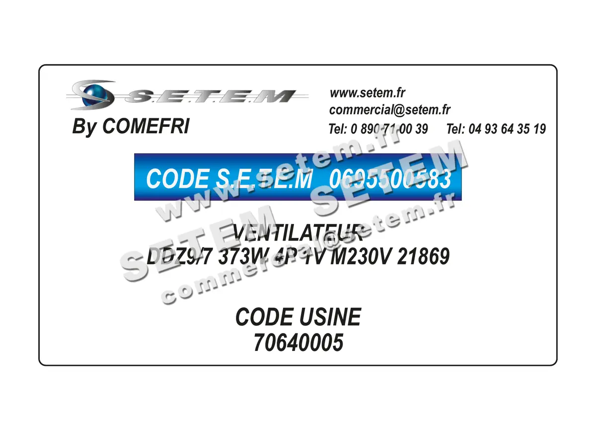 0695500583-VENTILATEUR COMEFRI DDZ9/7 373W 4P 1V M230V 21869 *70640005*