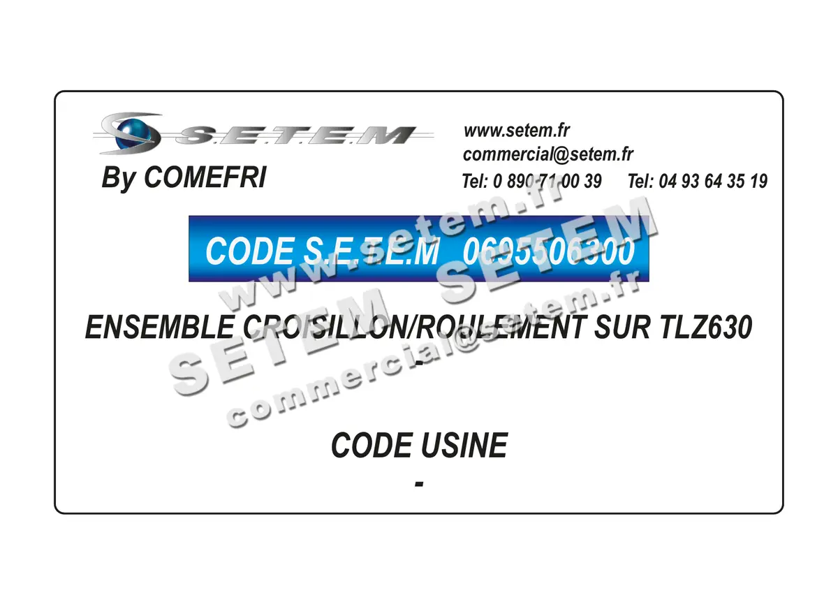 0695506300-ENSEMBLE CROISILLON/ROULEMENT SUR TLZ630 COMEFRI 2