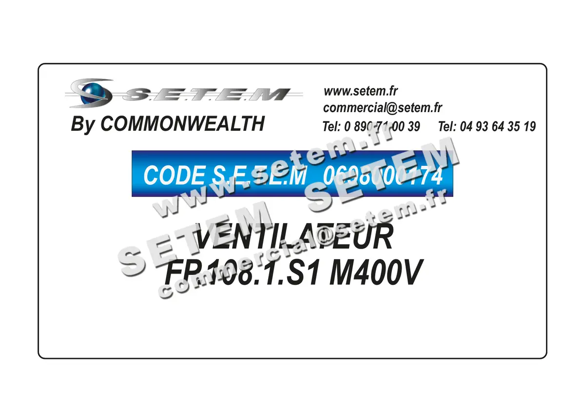 0698000174-VENTILATEUR COMMONWEAL FP.108.1.S1 M400V 3