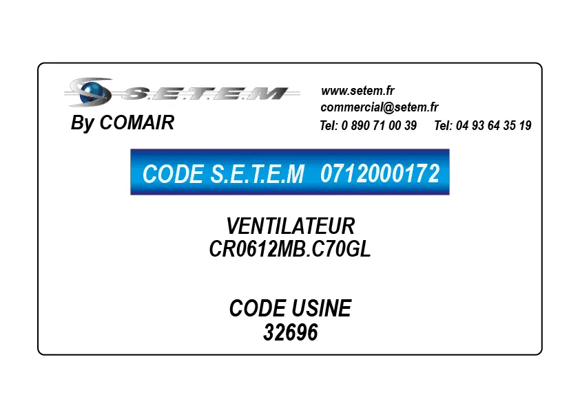 0712000172-VENTILATEUR COMAIR CR0612MB.C70GL *32696*