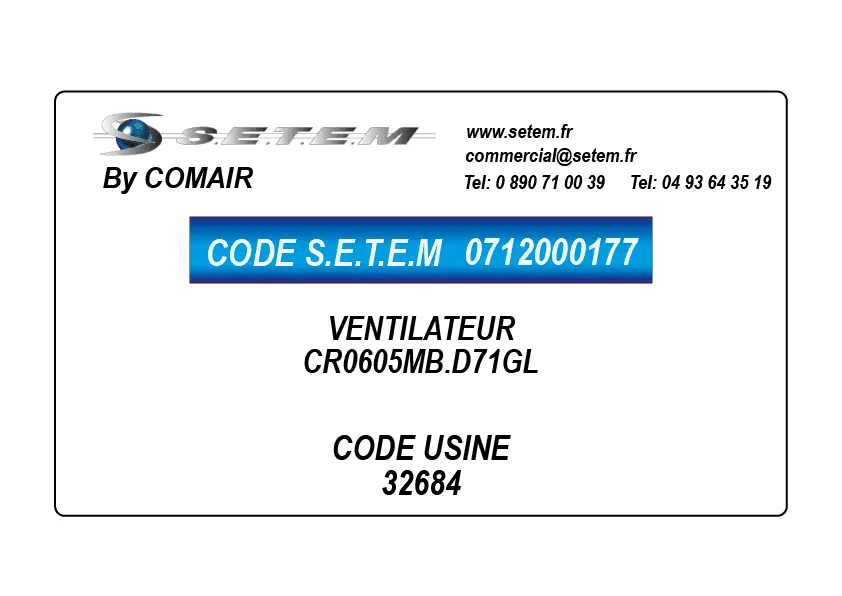 0712000177-VENTILATEUR COMAIR CR0605MB.D71GL *32684*
