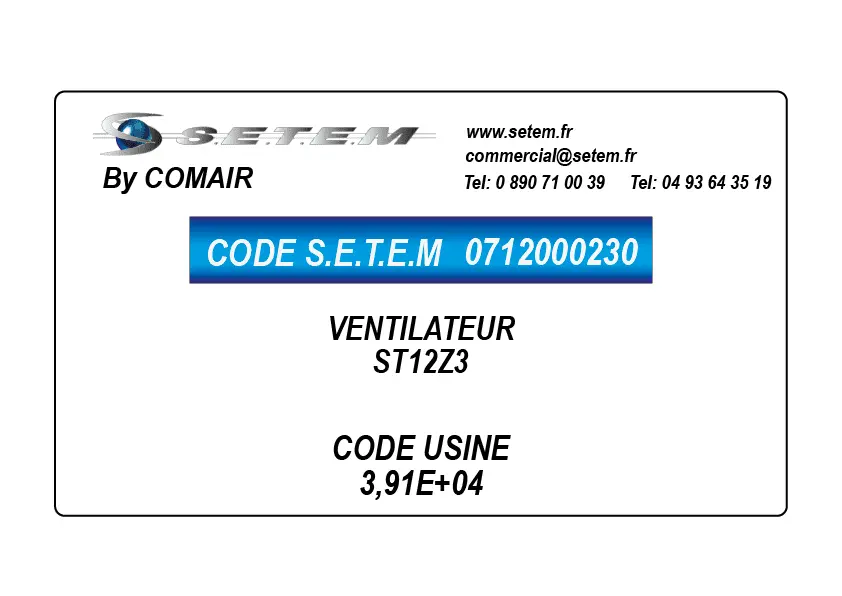 0712000230-VENTILATEUR COMAIR ST12Z3 *39067*