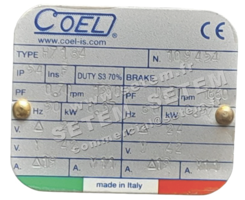 0737001200-MOTEUR COEL 0.37KW 4P 24/42V HA71 B5 H71B4