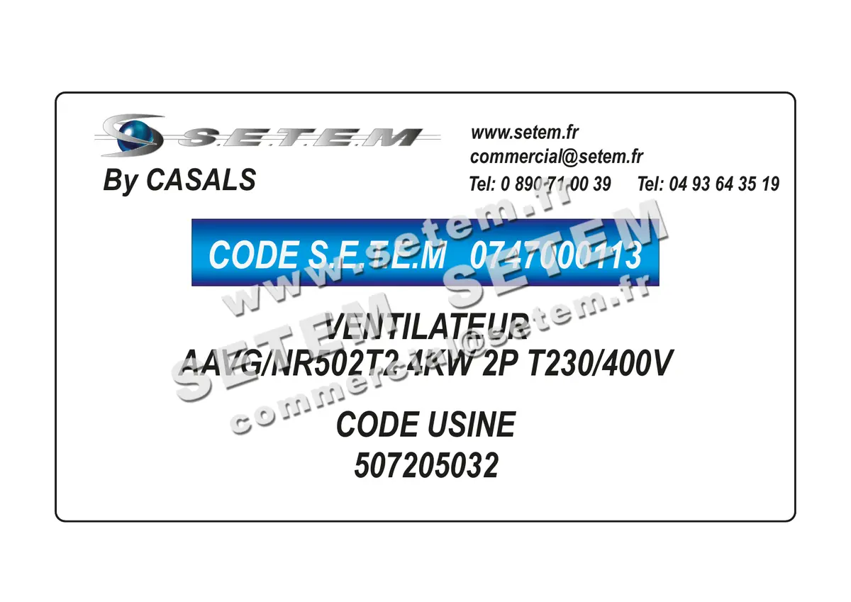 0747000113-VENTILATEUR CASALS AAVG/NR502T2 4KW 2P T230/400V *507205032*