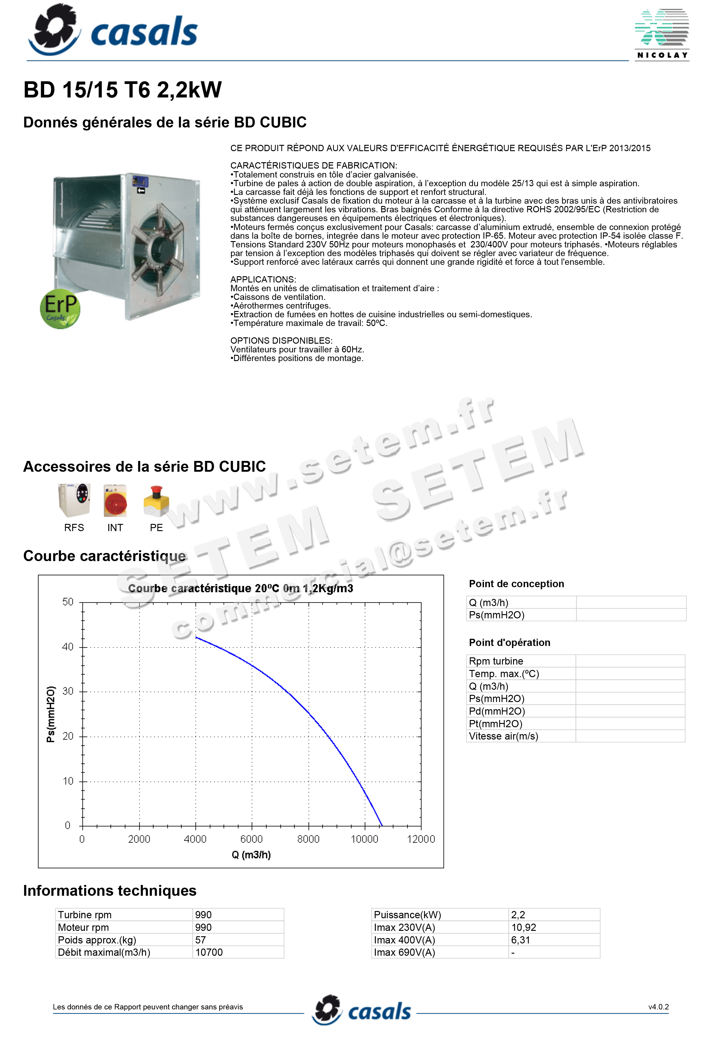 0747000910-VENTILATEUR CASALS BD15/15 T6 2.20KW