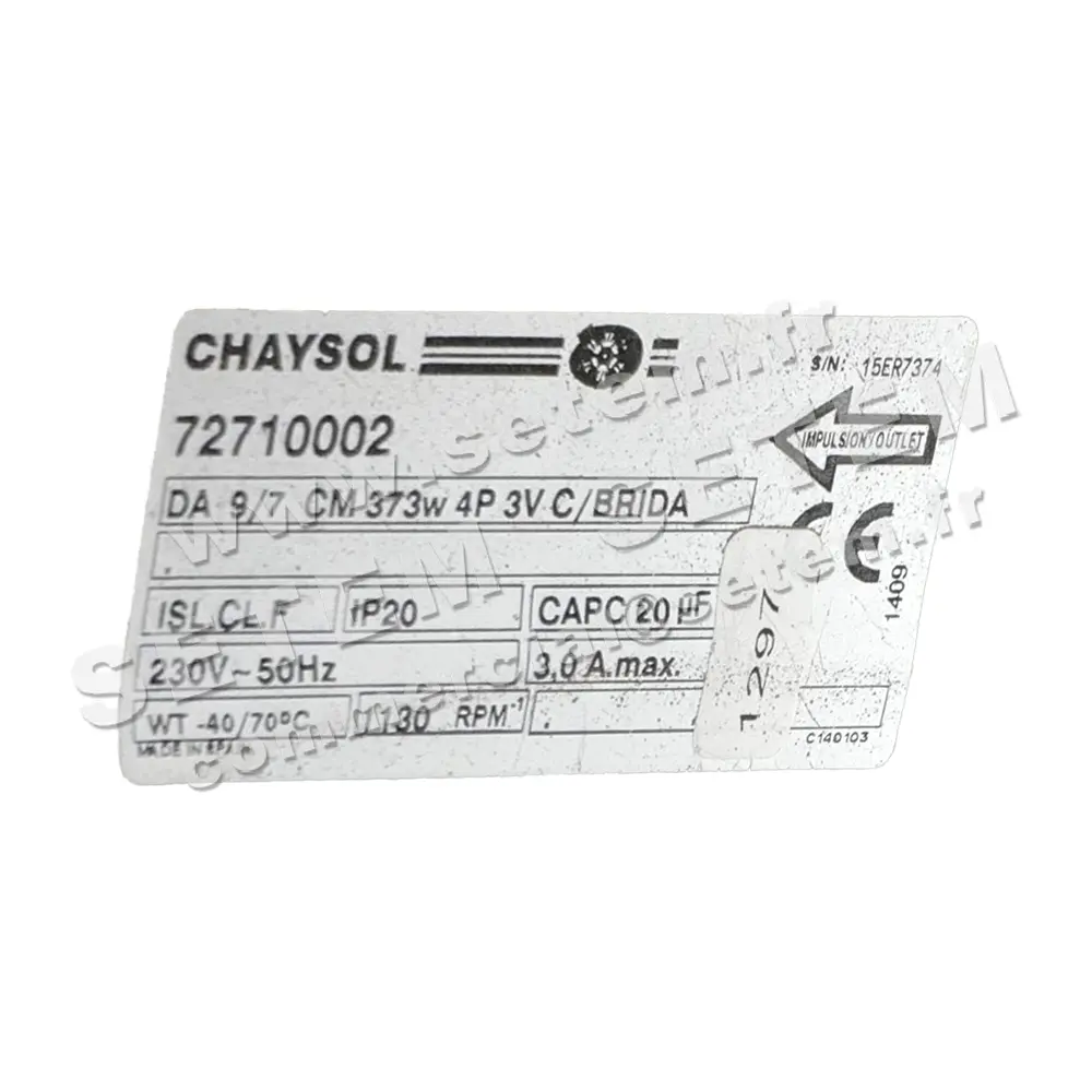 0749000000-VENTILATEUR CHAYSOL DA9/7B9 373W 4P M230V 3V *72710002* 4