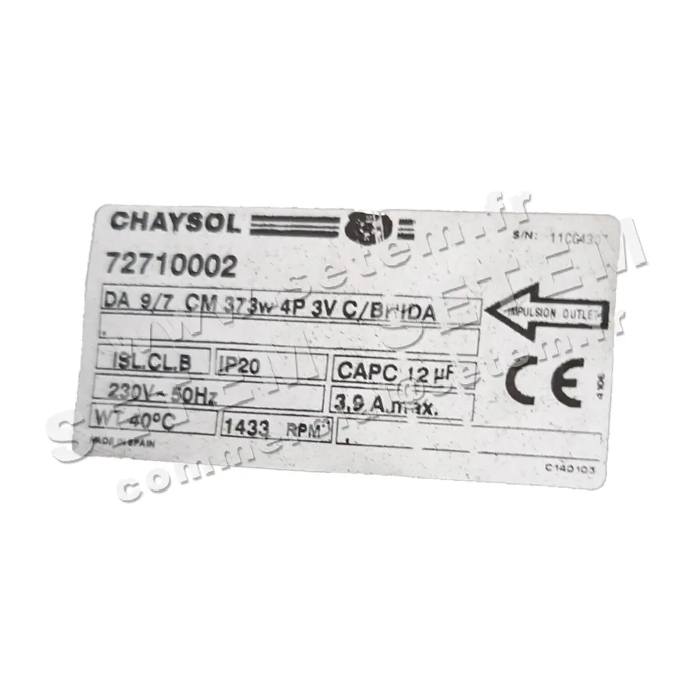 0749000000-VENTILATEUR CHAYSOL DA9/7B9 373W 4P M230V 3V *72710002* 3